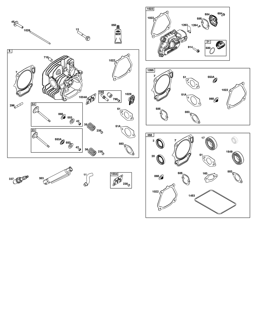 Cylinder Head Group Diagram and Parts List for 25V332-0006-F1 200000 - 399999 Briggs and Stratton Engine